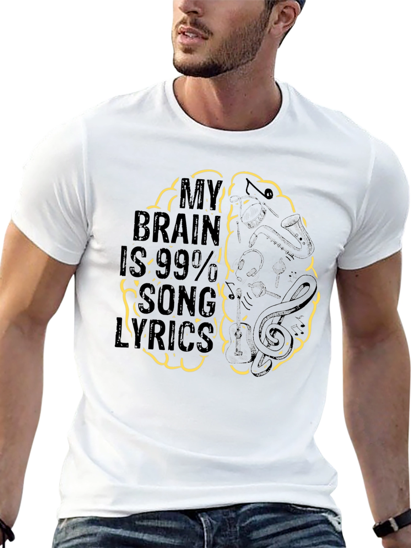 Song Lyrics Brain T-Shirt - Music Lover Tee
