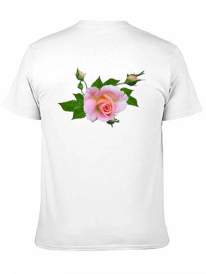 Black T-Shirt with Pink Rose Graphic