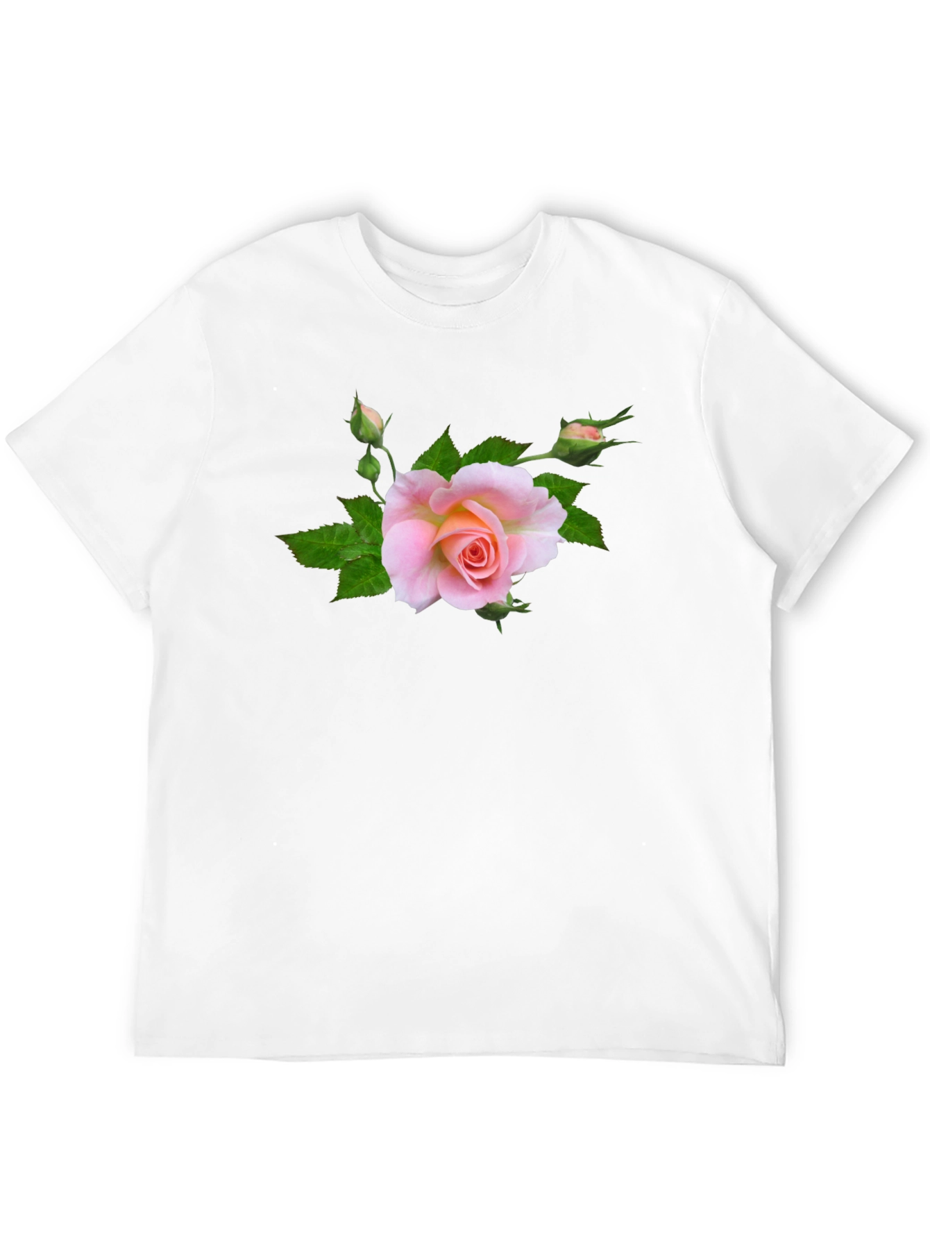 Black T-Shirt with Pink Rose Graphic
