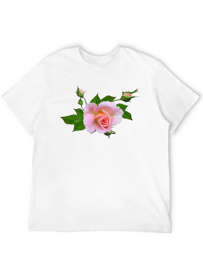 Black T-Shirt with Pink Rose Graphic