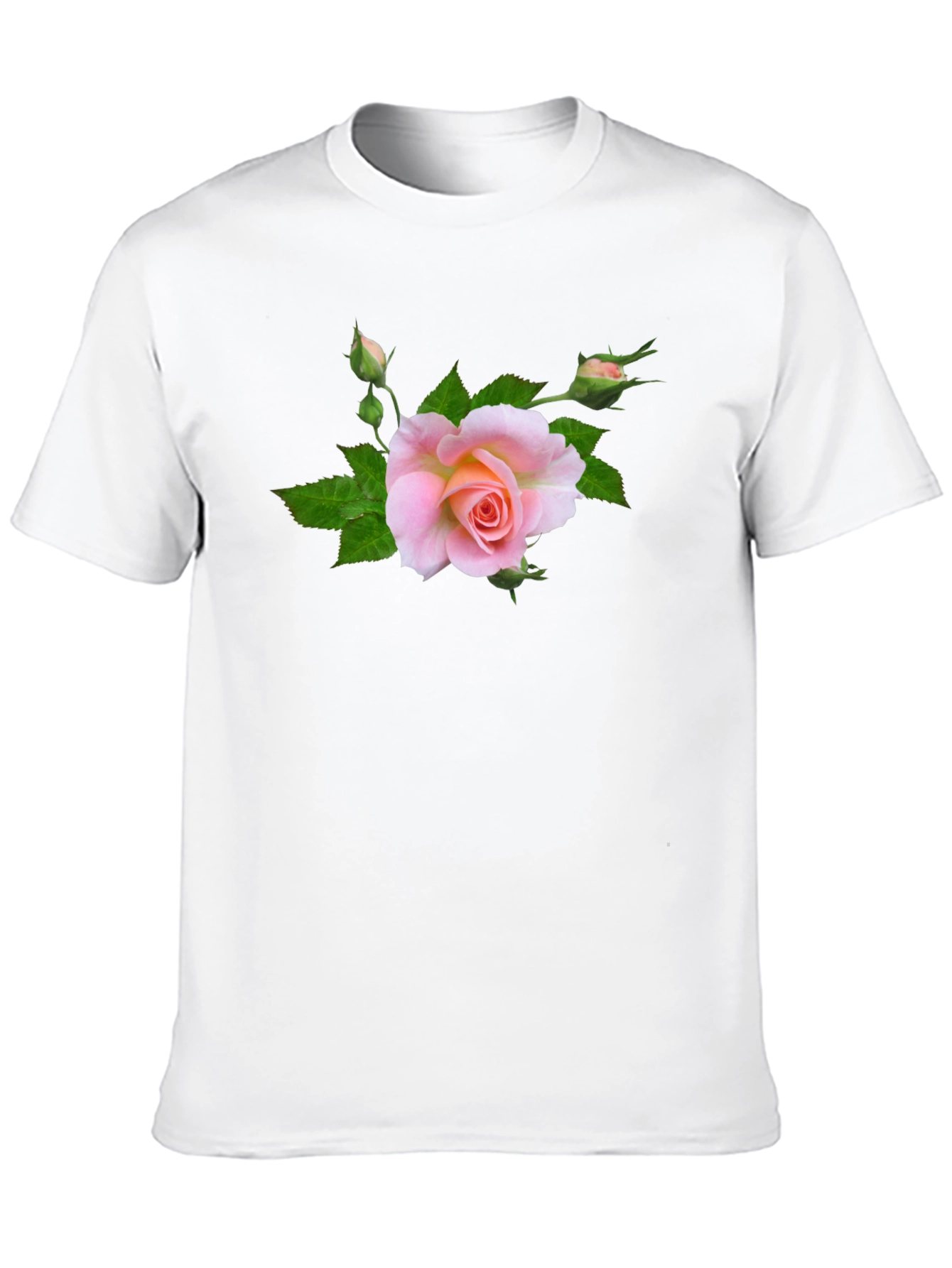 Black T-Shirt with Pink Rose Graphic