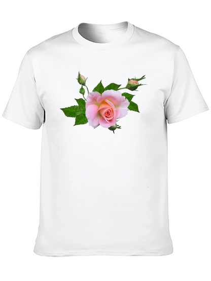 Black T-Shirt with Pink Rose Graphic