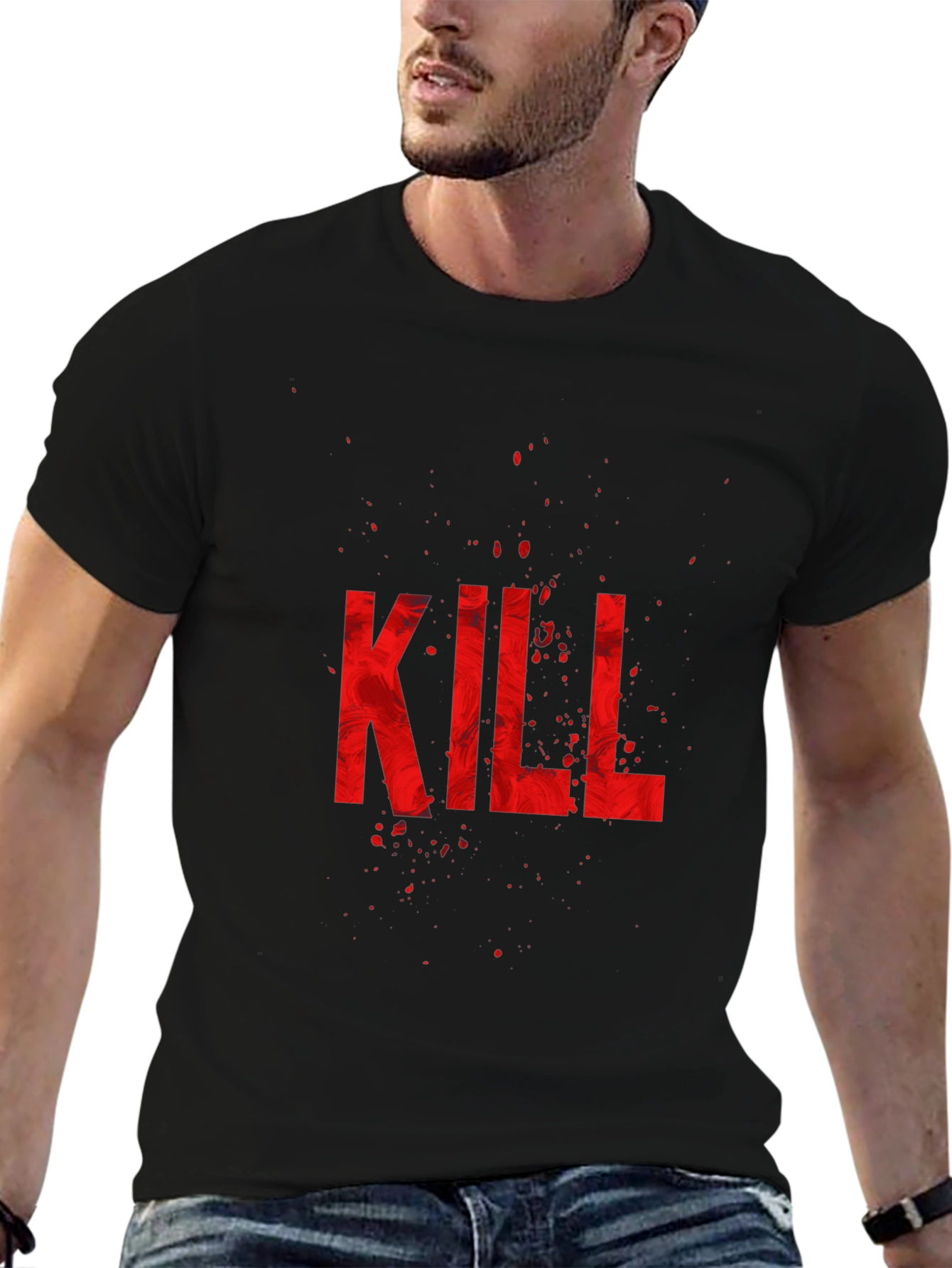 Edgy Kill Graphic Black T-Shirt