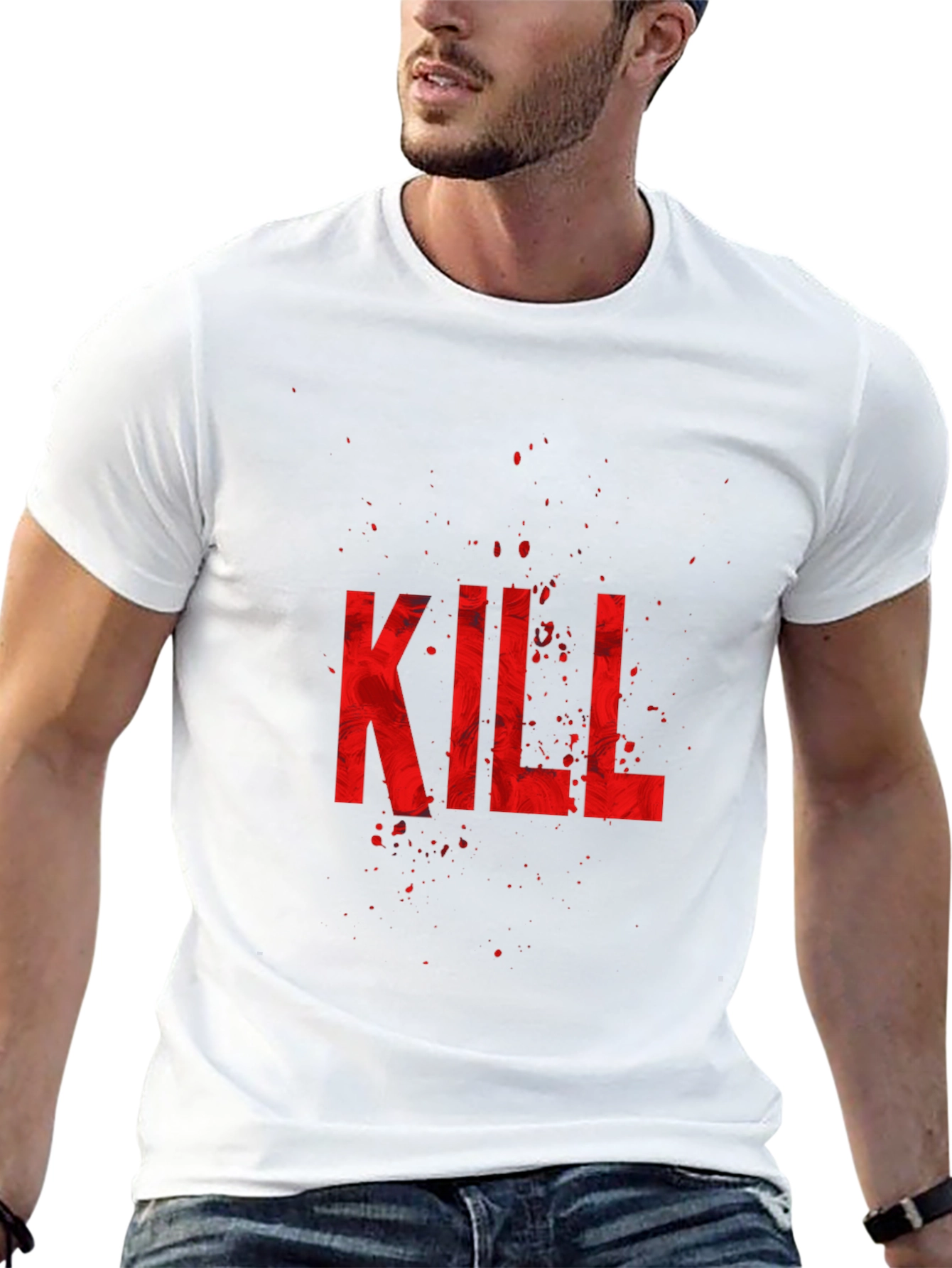 Edgy Kill Graphic Black T-Shirt