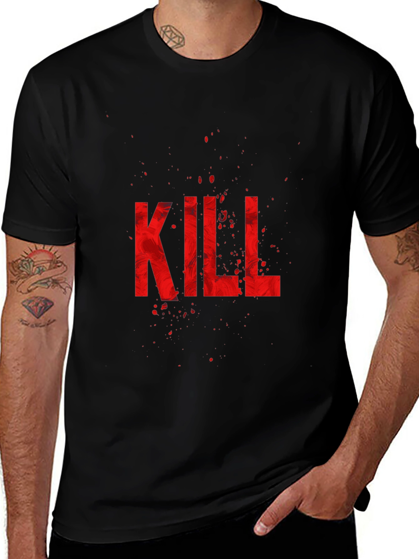 Edgy Kill Graphic Black T-Shirt