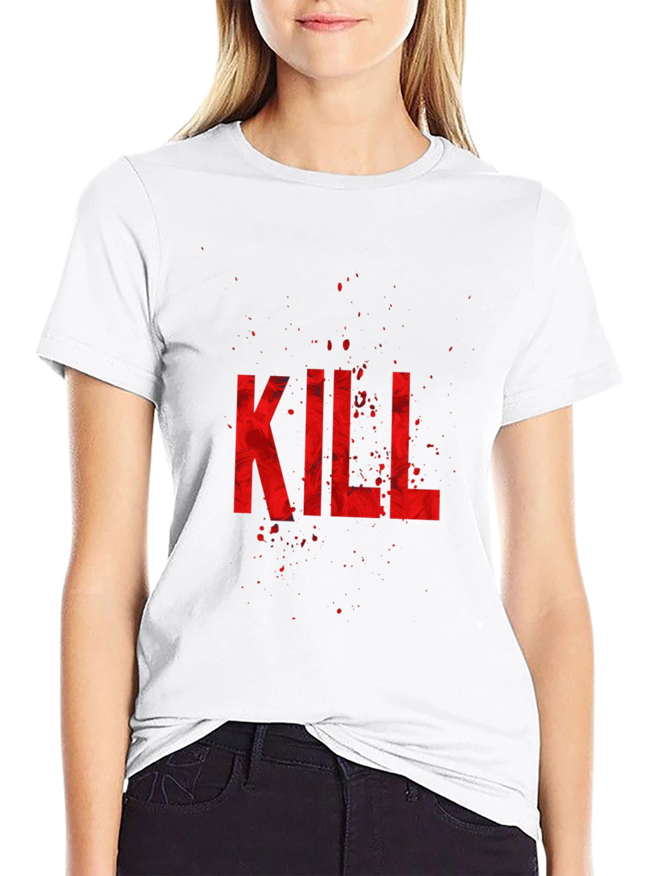 Edgy Kill Graphic Black T-Shirt