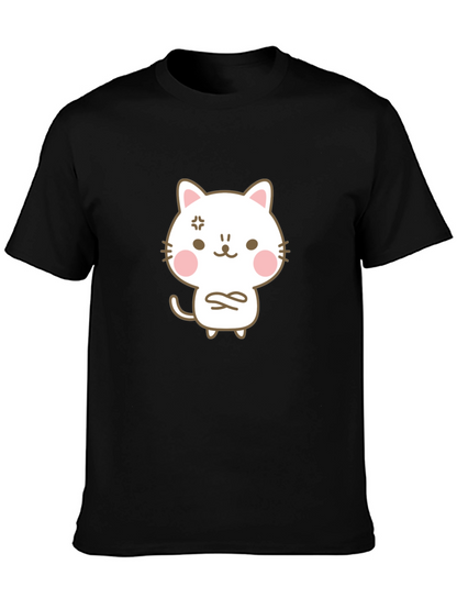 Angry Cat Cartoon Black T-Shirt