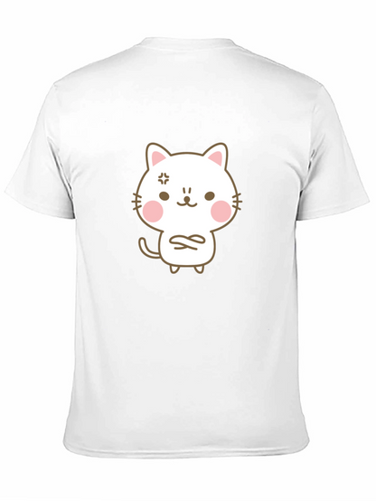 Angry Cat Cartoon Black T-Shirt