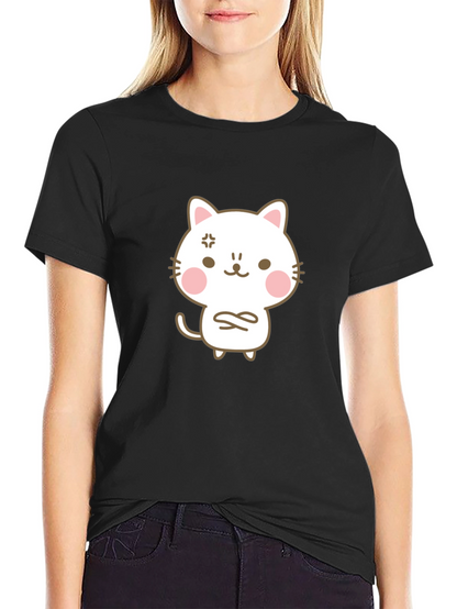 Angry Cat Cartoon Black T-Shirt