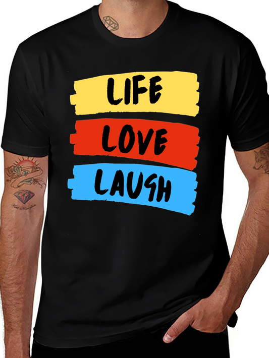 Life Love Laugh Graphic Tee - Stylish Black T-Shirt