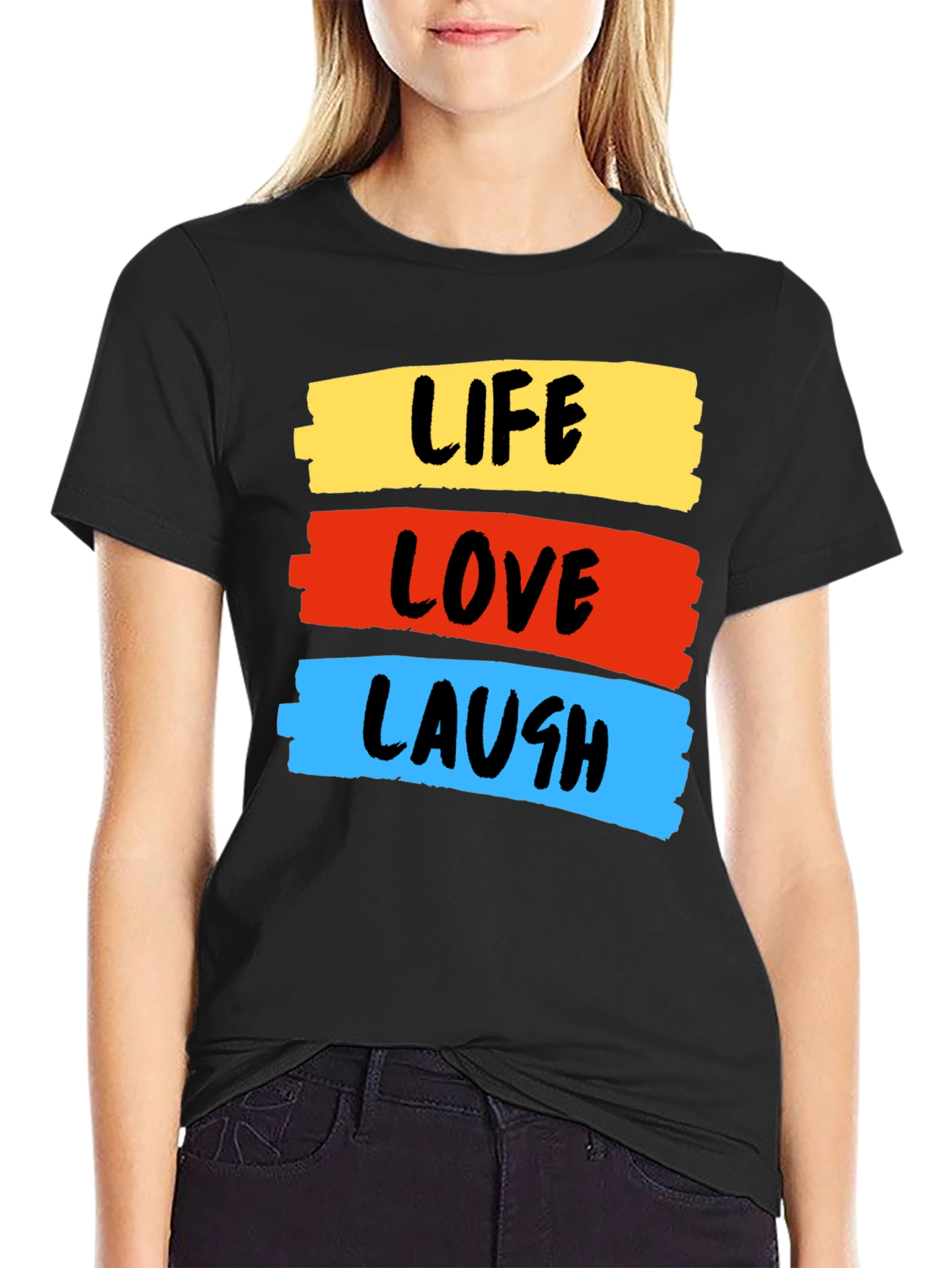 Life Love Laugh Graphic Tee - Stylish Black T-Shirt