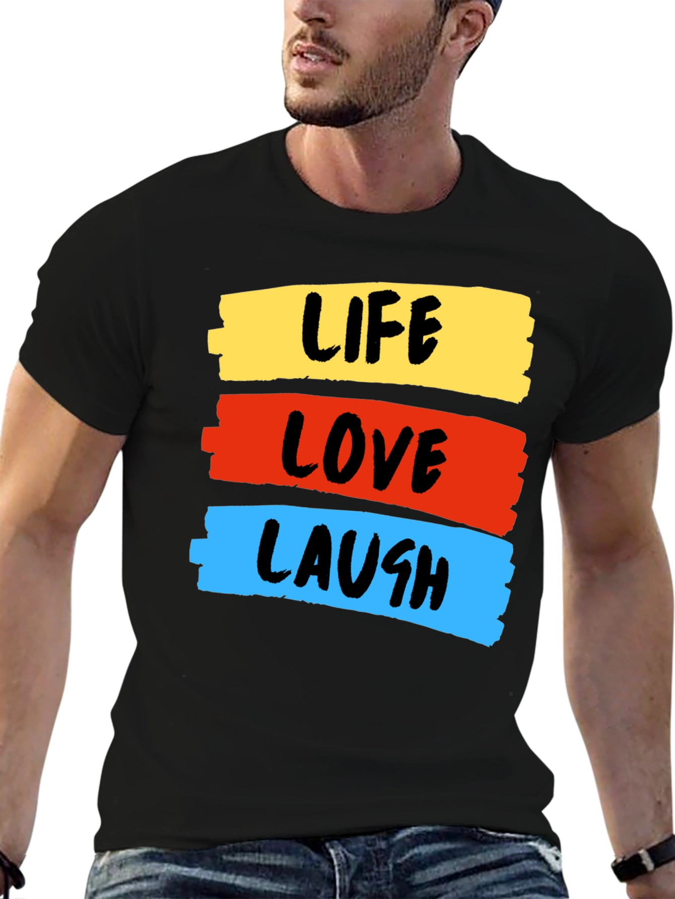 Life Love Laugh Graphic Tee - Stylish Black T-Shirt