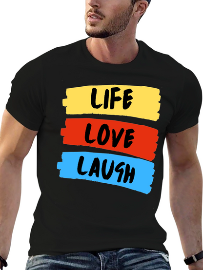 Life Love Laugh Graphic Tee - Stylish Black T-Shirt