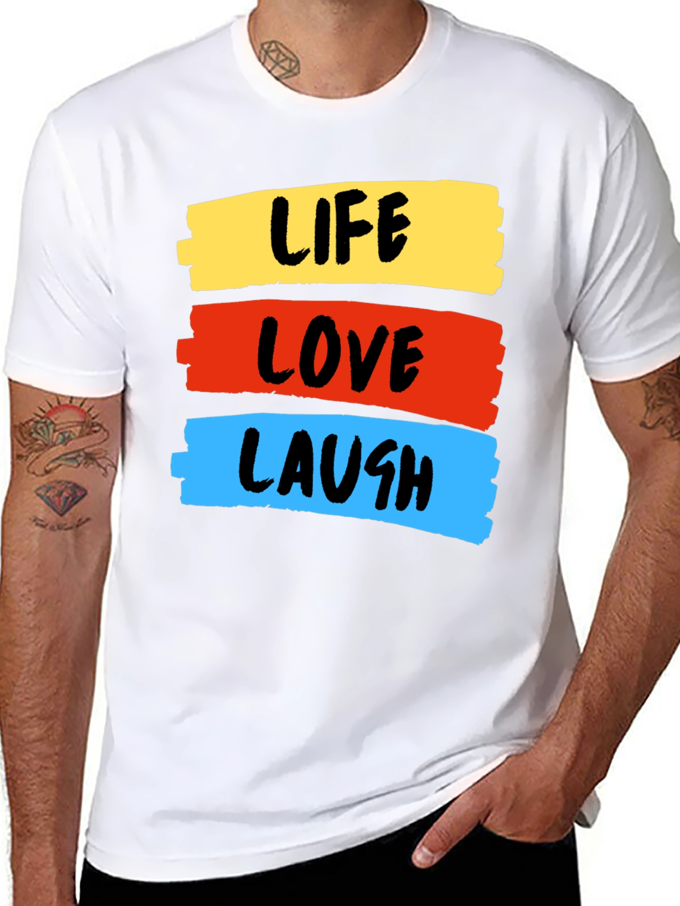 Life Love Laugh Graphic Tee - Stylish Black T-Shirt