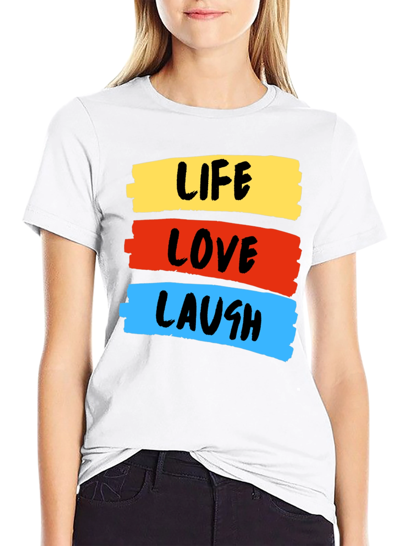 Life Love Laugh Graphic Tee - Stylish Black T-Shirt