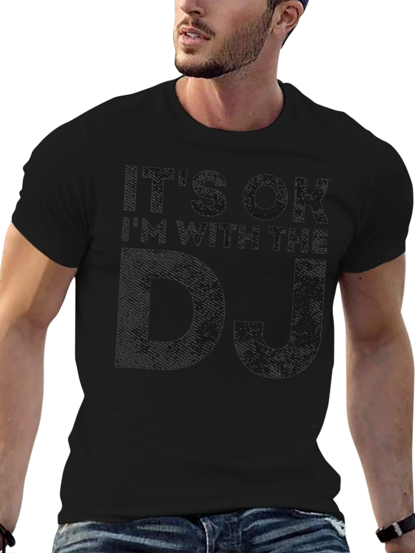 Its OK Im With the DJ Black Graphic Tee