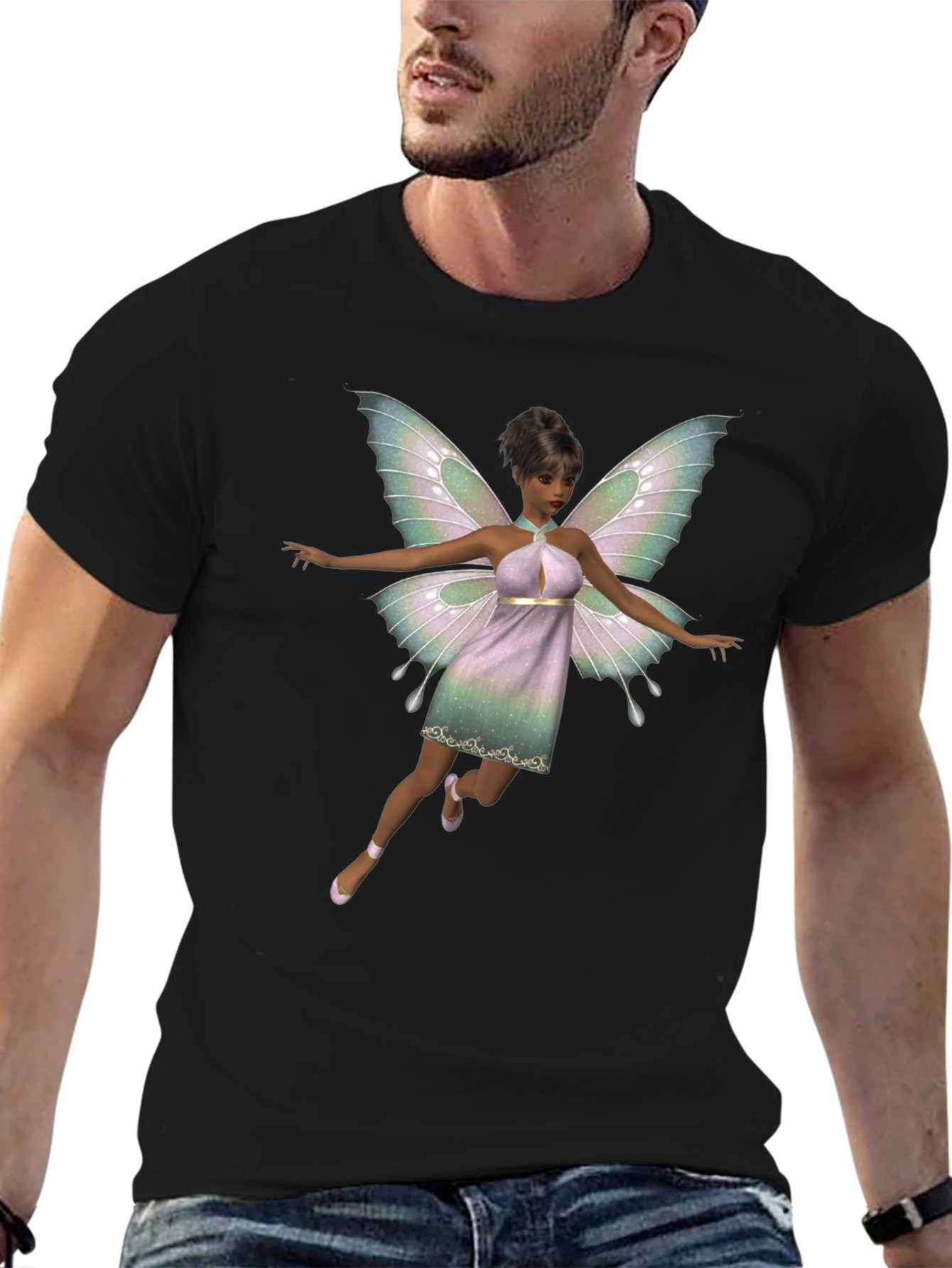 Fairy Graphic Black T-Shirt for Men