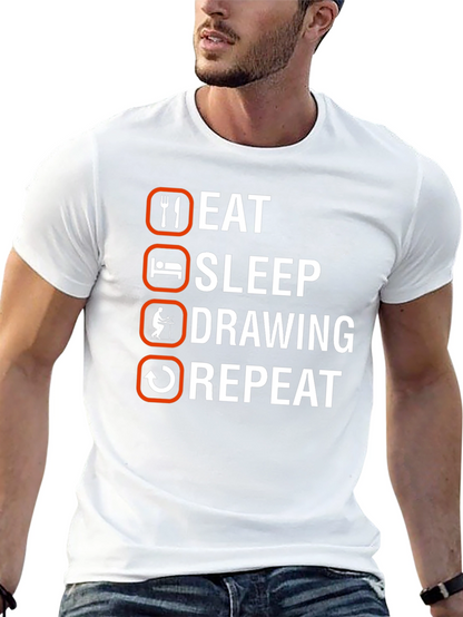Eat Sleep Drawing Repeat Graphic Tee
