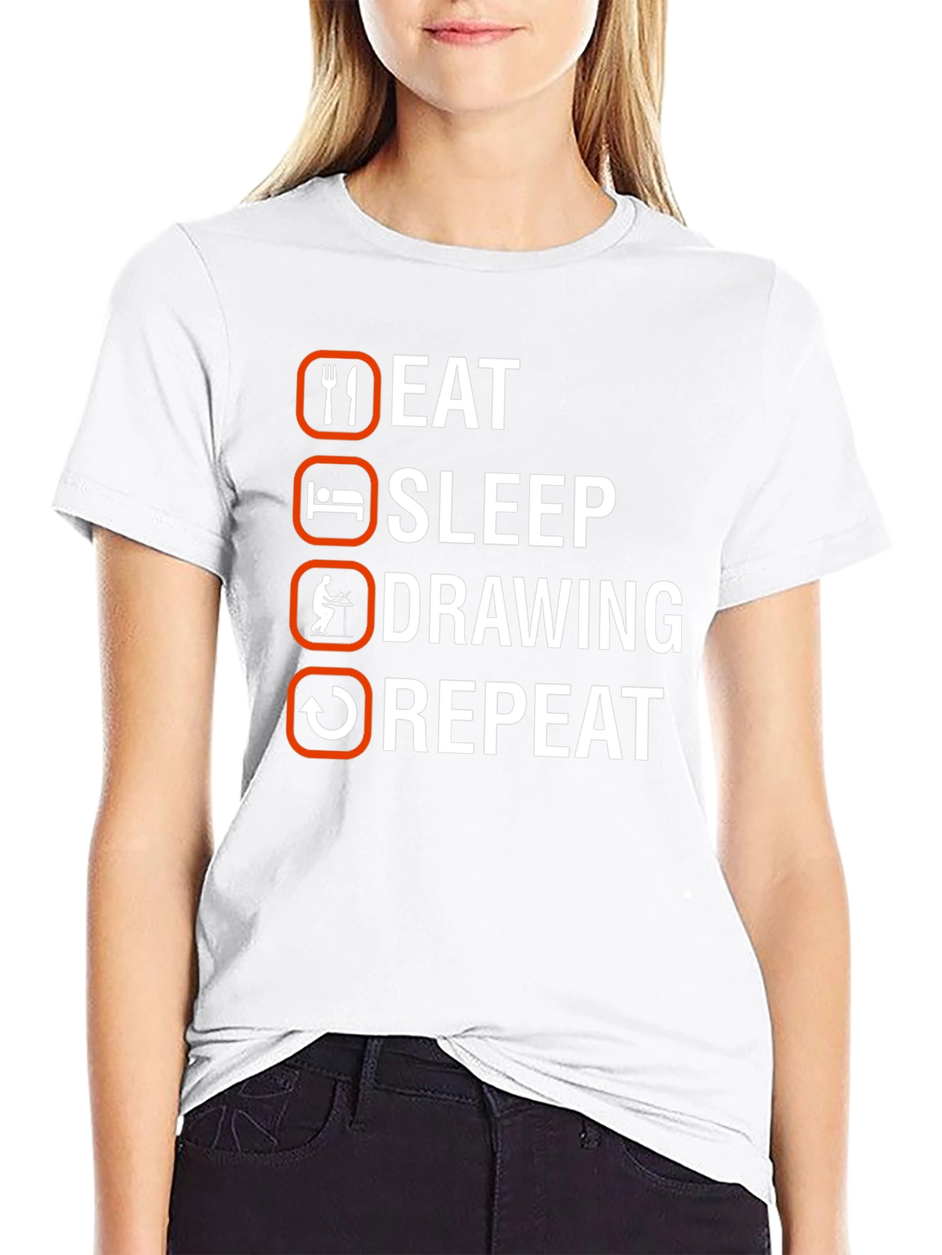 Eat Sleep Drawing Repeat Graphic Tee