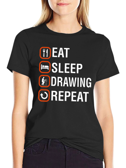 Eat Sleep Drawing Repeat Graphic Tee