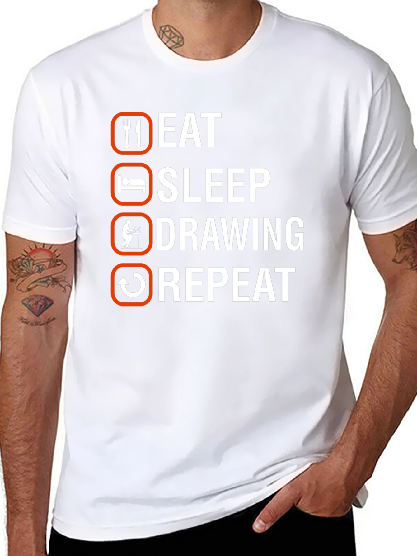 Eat Sleep Drawing Repeat Graphic Tee