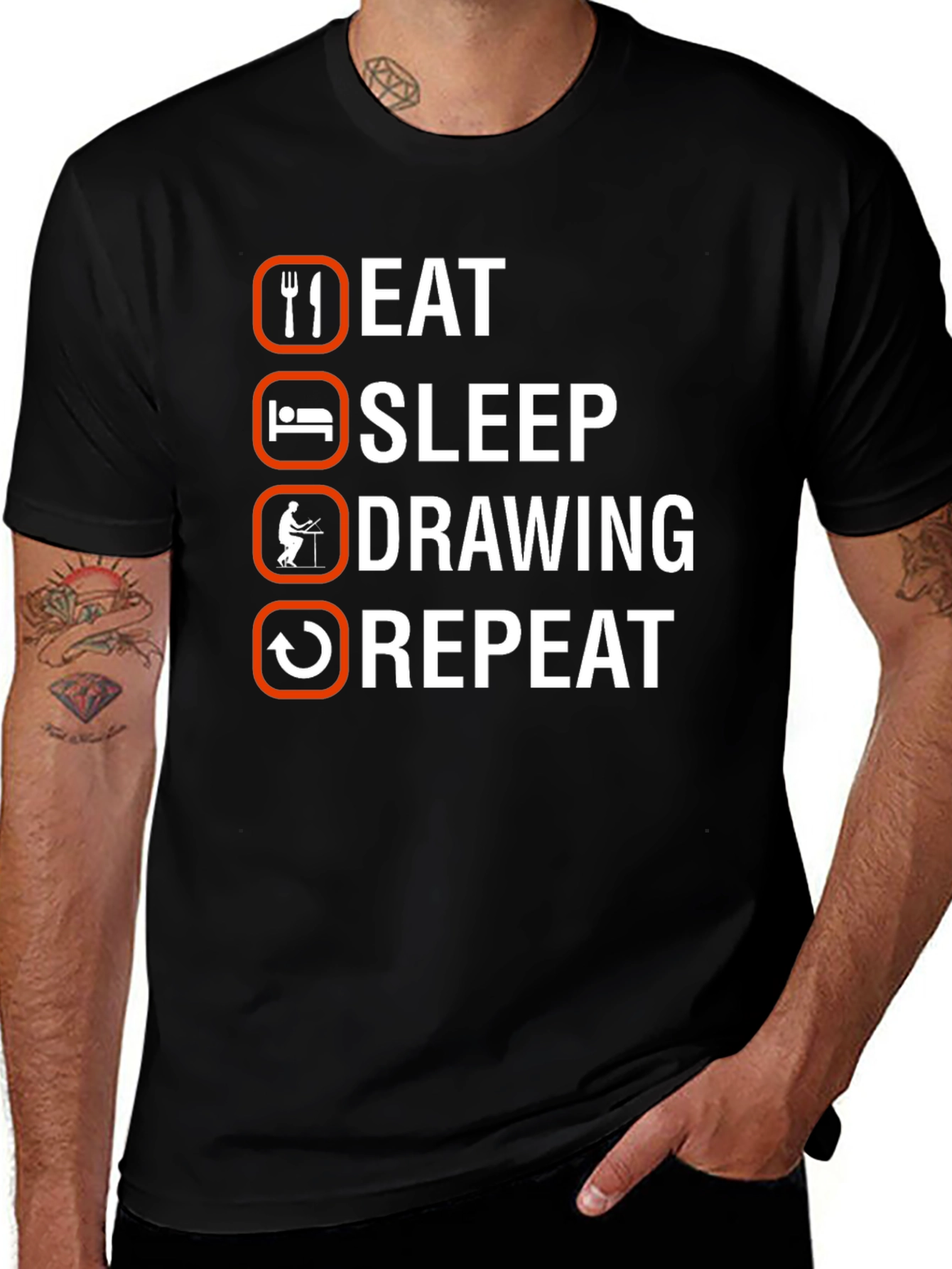 Eat Sleep Drawing Repeat Graphic Tee