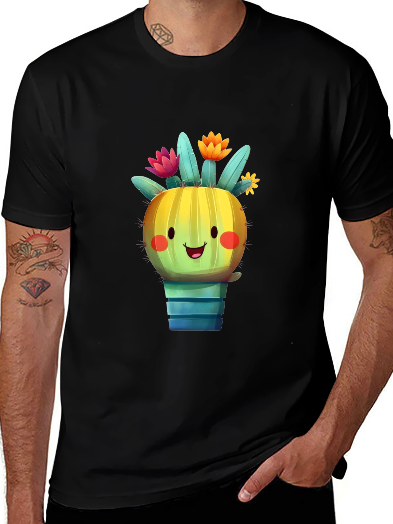 Cute Cactus T-Shirt - Smiling Plant Graphic Tee