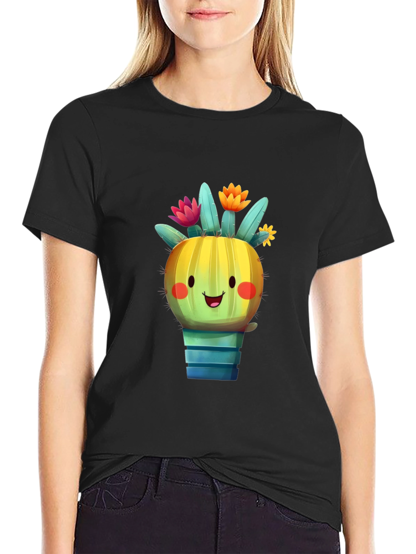 Cute Cactus T-Shirt - Smiling Plant Graphic Tee