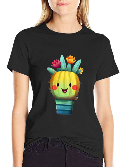 Cute Cactus T-Shirt - Smiling Plant Graphic Tee