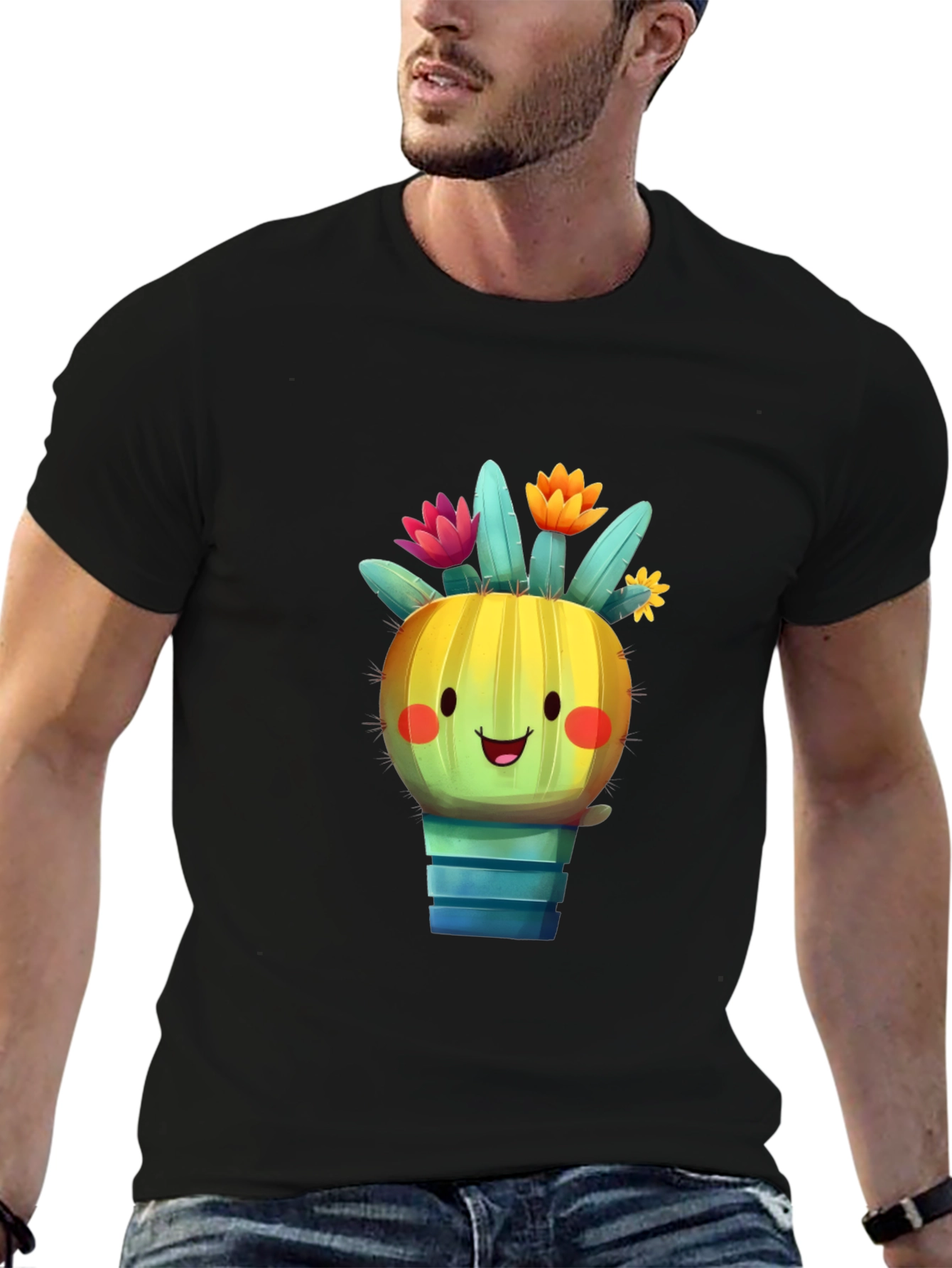 Cute Cactus T-Shirt - Smiling Plant Graphic Tee