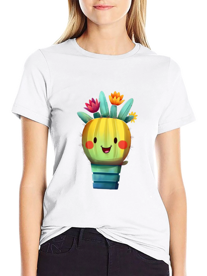 Cute Cactus T-Shirt - Smiling Plant Graphic Tee
