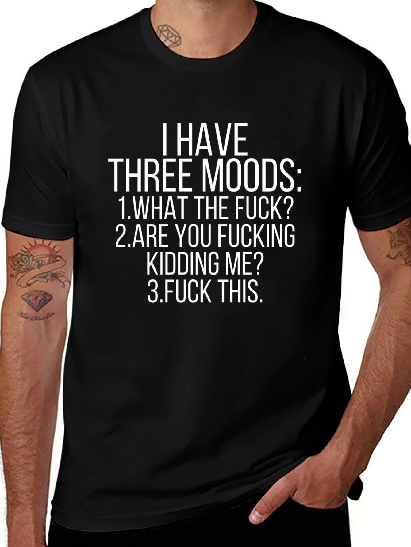 Three Moods Graphic T-Shirt - Funny Sarcastic Tee