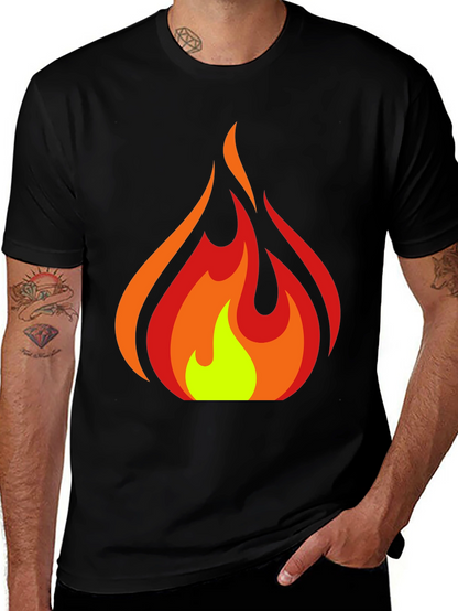 Fiery Graphic Tee - Bold Flame Design