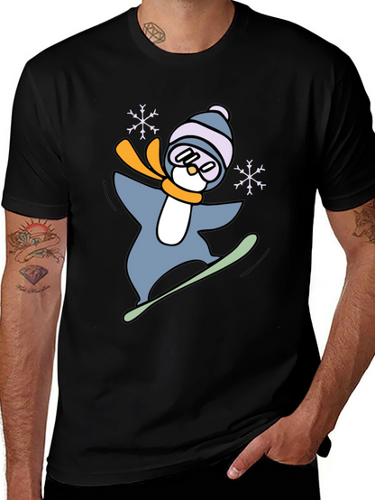 Snowboarding Penguin Graphic Tee