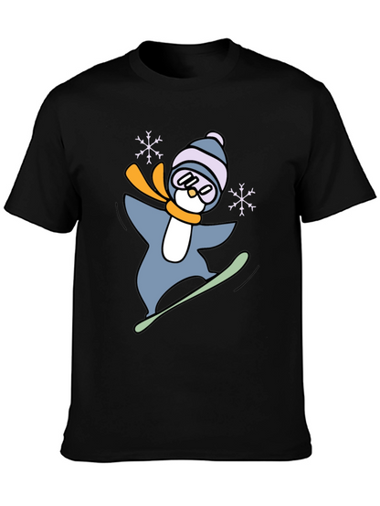 Snowboarding Penguin Graphic Tee