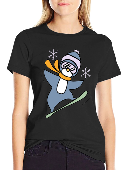 Snowboarding Penguin Graphic Tee