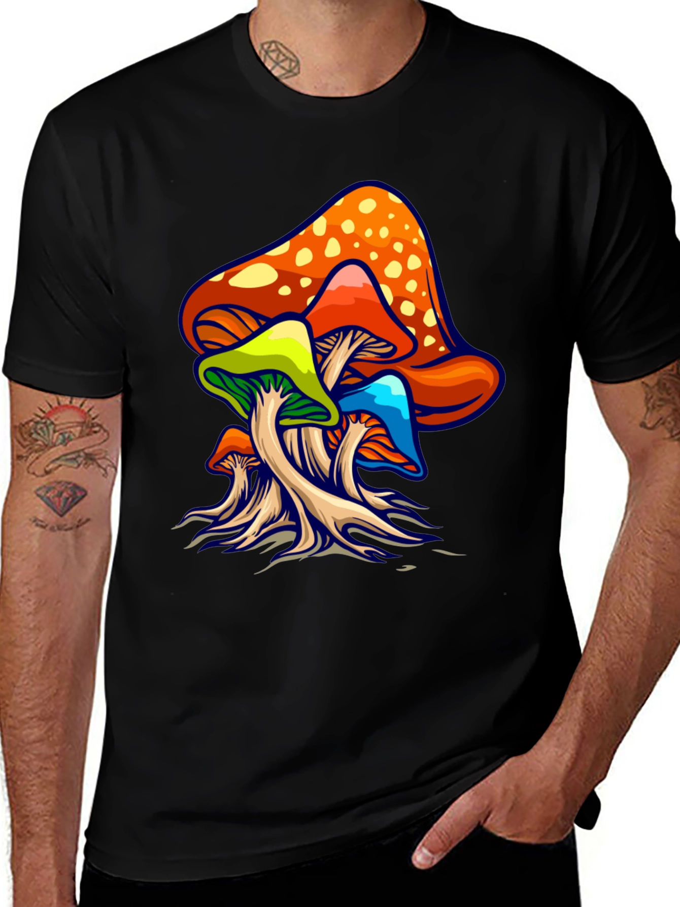 Psychedelic Mushroom Graphic Tee - Groovy Design