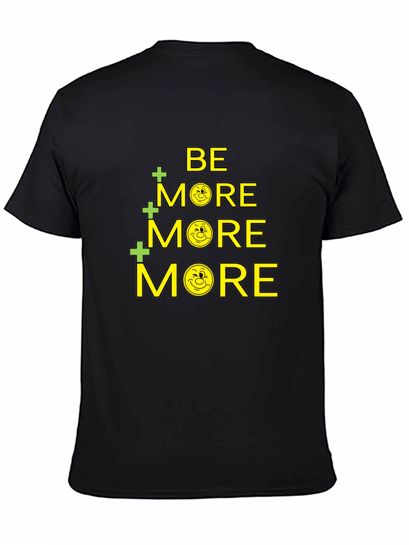 Be More Smiley Face Graphic Black T-Shirt