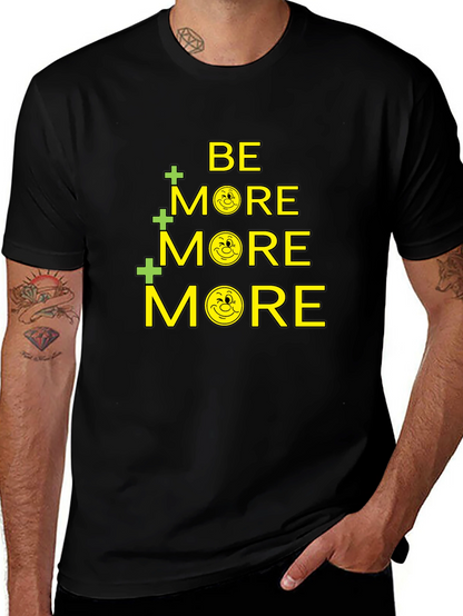 Be More Smiley Face Graphic Black T-Shirt