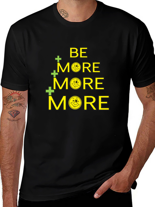 Be More Smiley Face Graphic Black T-Shirt