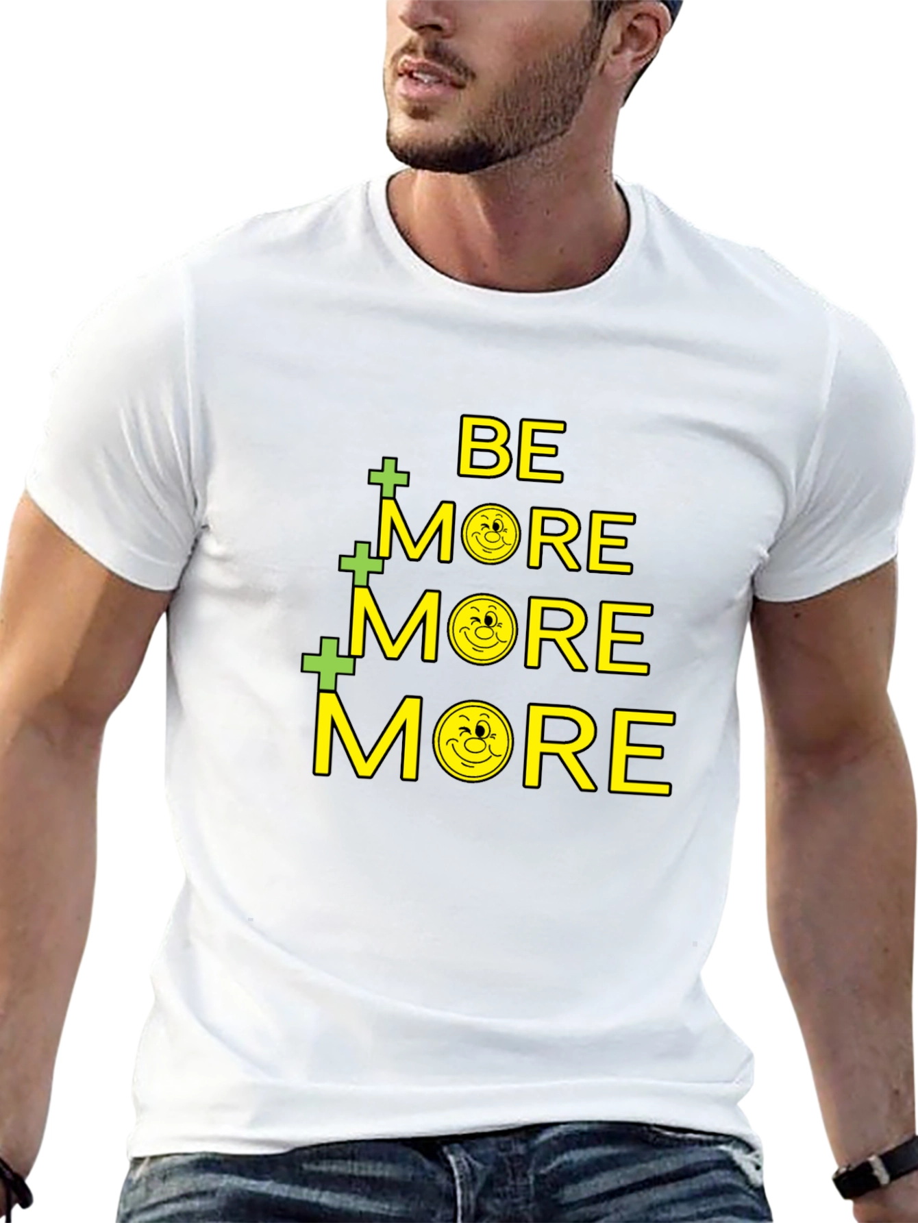 Be More Smiley Face Graphic Black T-Shirt