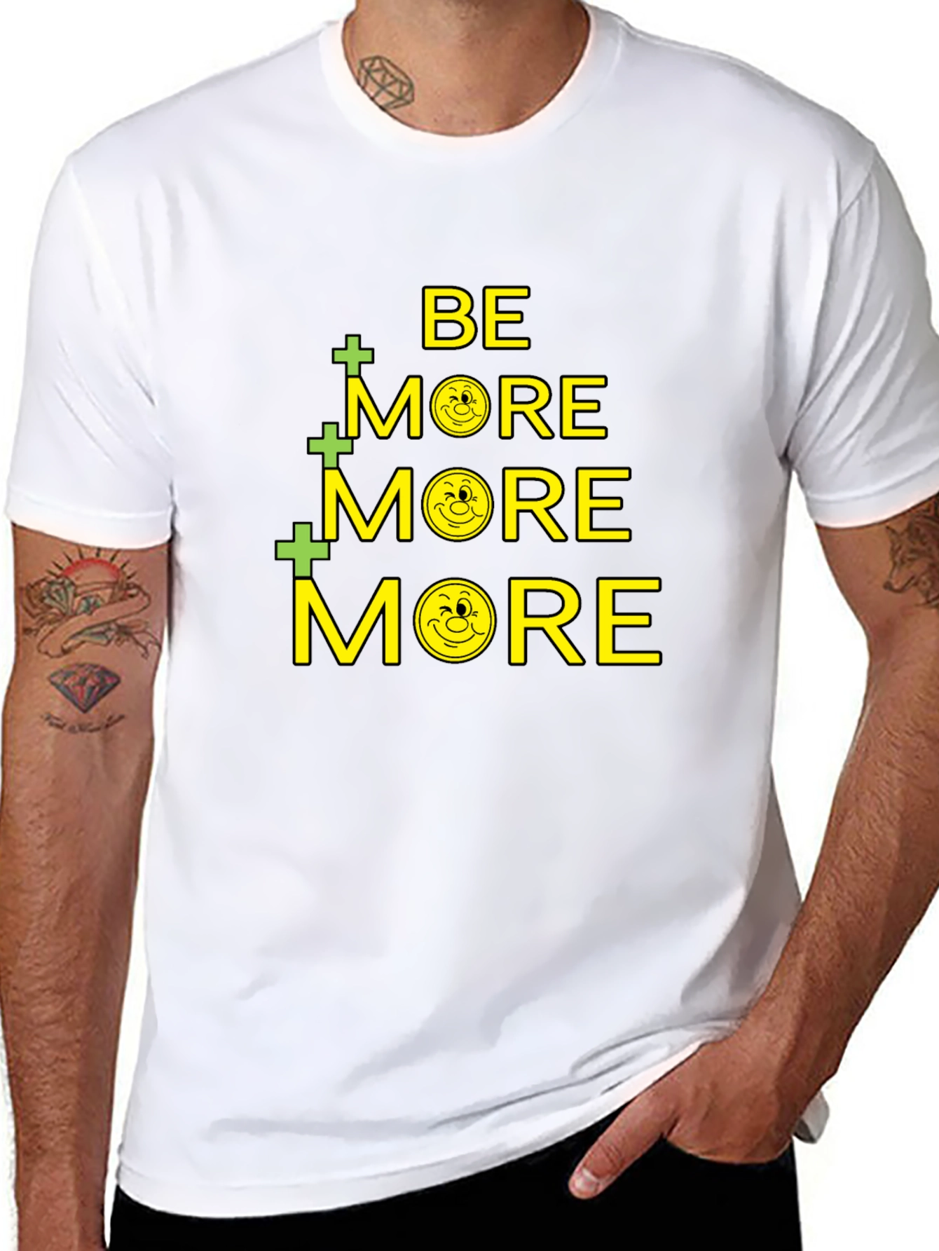 Be More Smiley Face Graphic Black T-Shirt