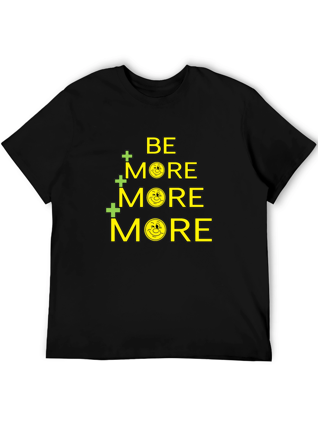 Be More Smiley Face Graphic Black T-Shirt