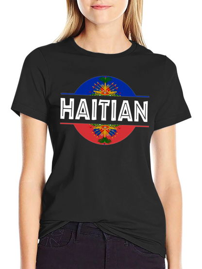 Haitian Flag T-Shirt - Black Crew Neck Tee