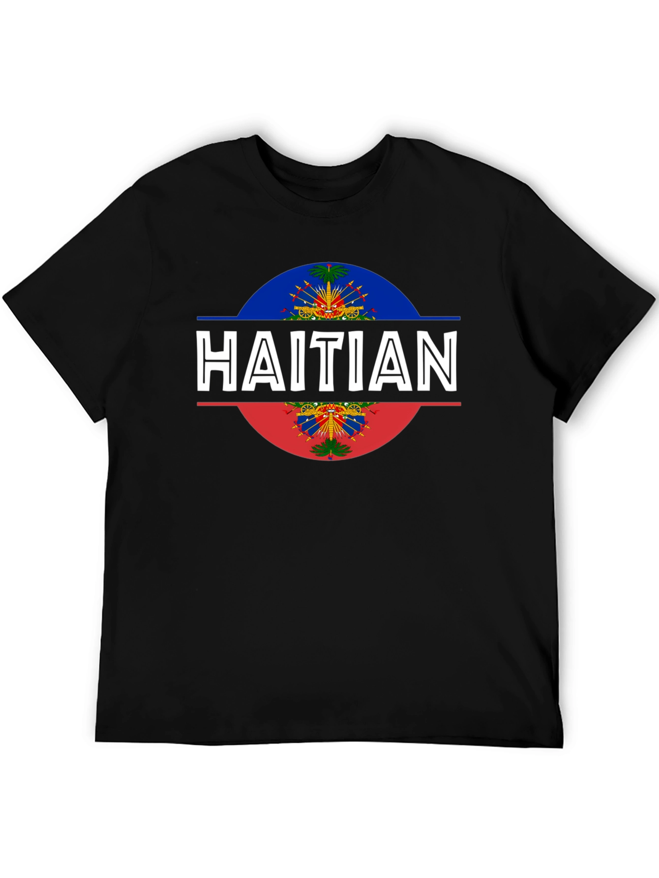 Haitian Flag T-Shirt - Black Crew Neck Tee