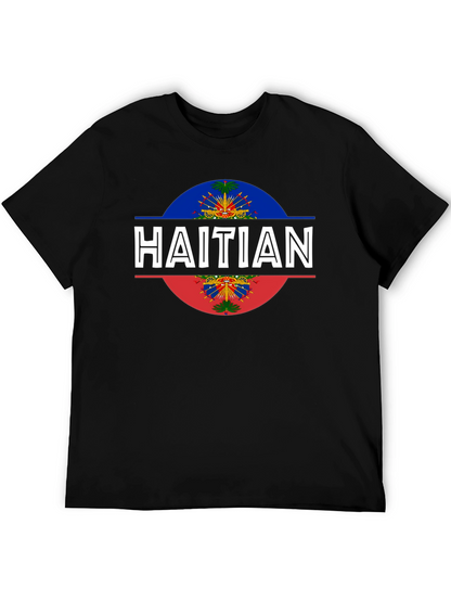 Haitian Flag T-Shirt - Black Crew Neck Tee