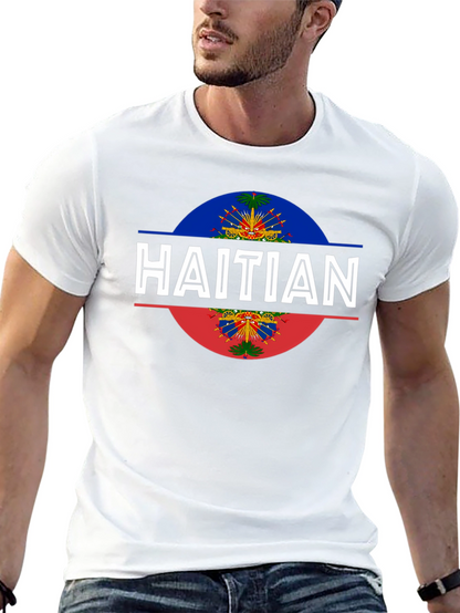 Haitian Flag T-Shirt - Black Crew Neck Tee