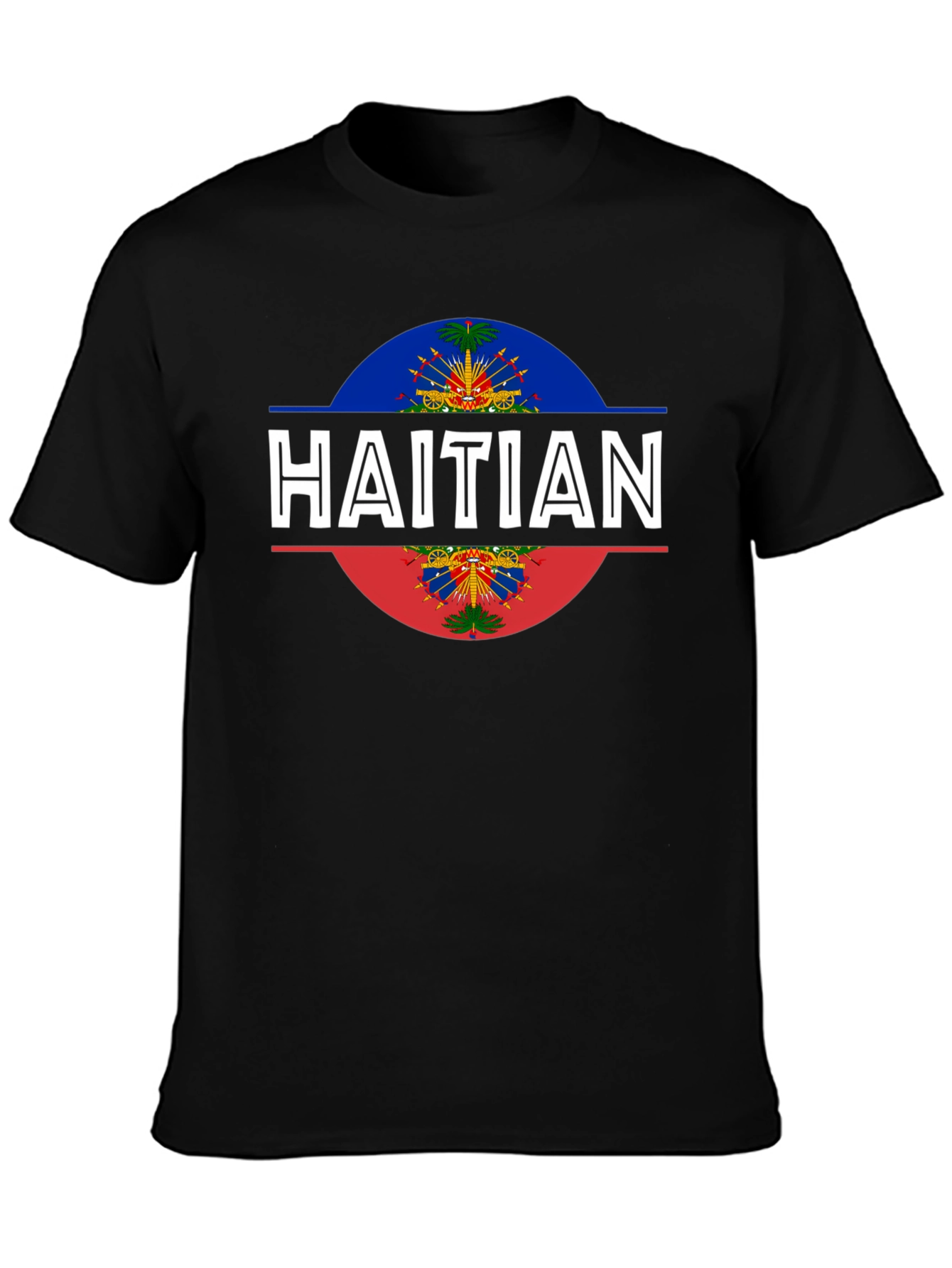 Haitian Flag T-Shirt - Black Crew Neck Tee