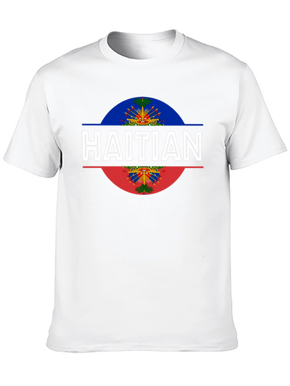 Haitian Flag T-Shirt - Black Crew Neck Tee