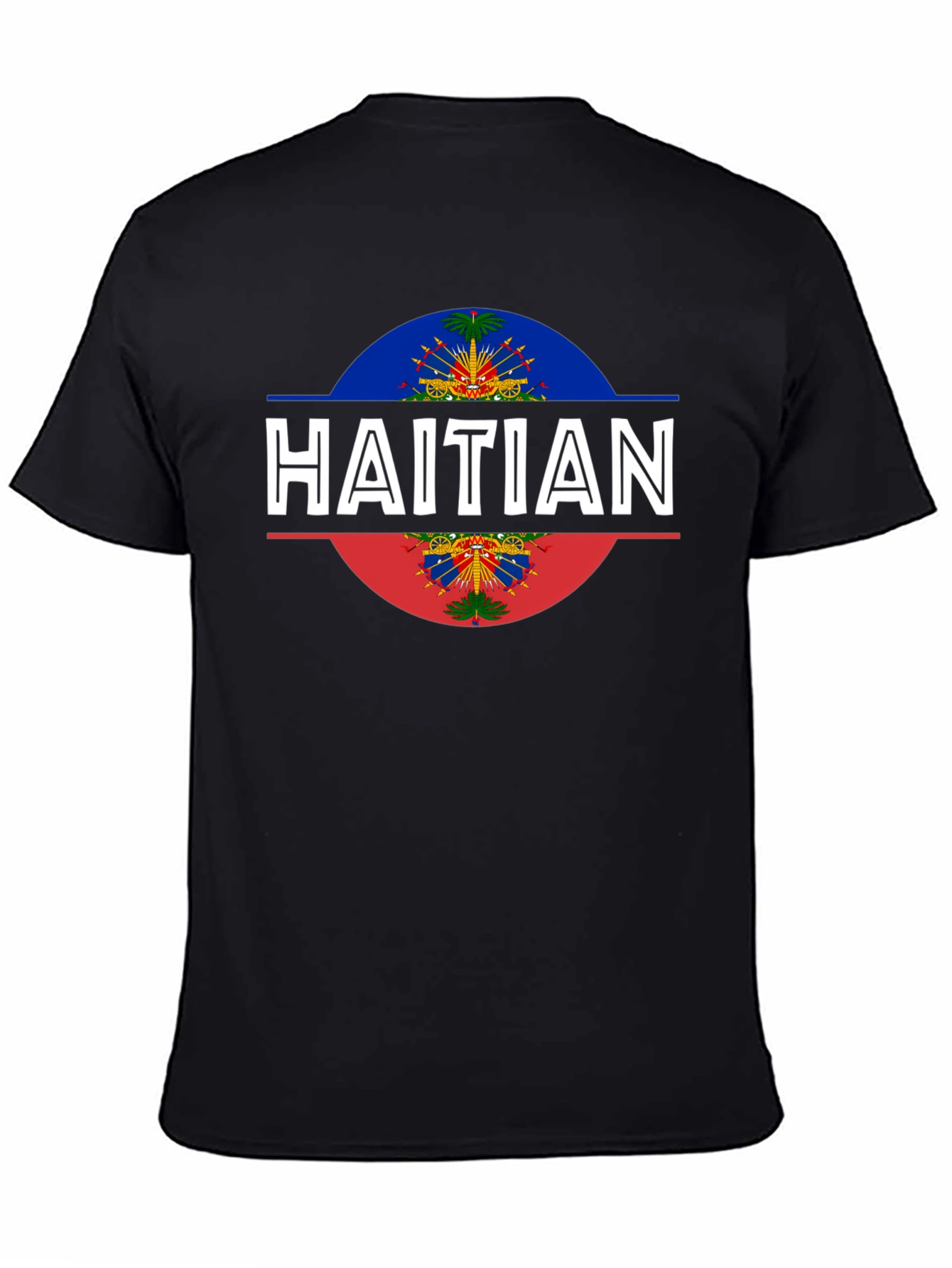 Haitian Flag T-Shirt - Black Crew Neck Tee